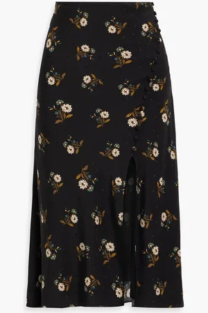 VERONICA BEARD Franconia wrap-effect floral-print silk-blend jacquard midi skirt