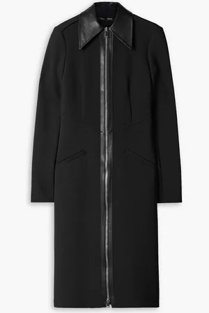 Proenza Schouler Faux leather-trimmed crepe midi dress