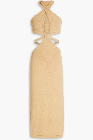 Cult Gaia Aziza crossover cutout cotton-blend midi dress - Neutral