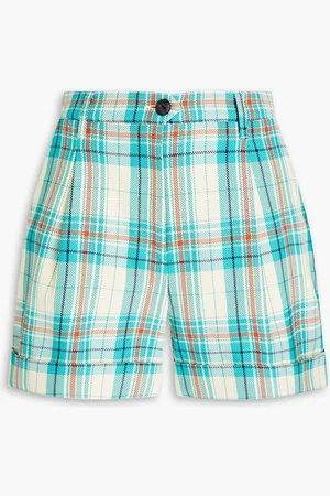 RAG&BONE Checked cotton-blend canvas shorts - Neutral
