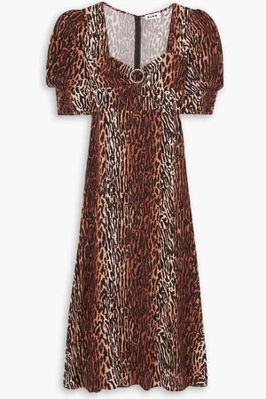 RIXO London Karen crystal-embellished leopard-print crepe midi dress