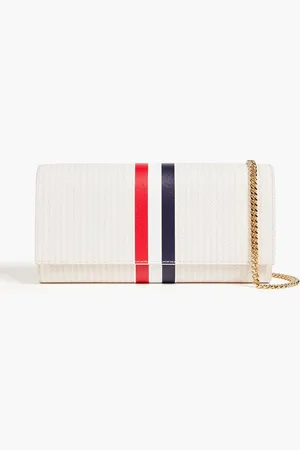 Thom Browne Striped pebbled-leather wallet - Pink