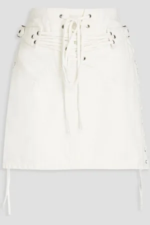RE/DONE Lace-up denim mini skirt - White