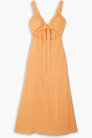Bondi Born Tobago cutout linen maxi dress - Orange