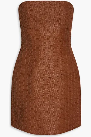 Roberto Cavalli Strapless woven leather mini dress