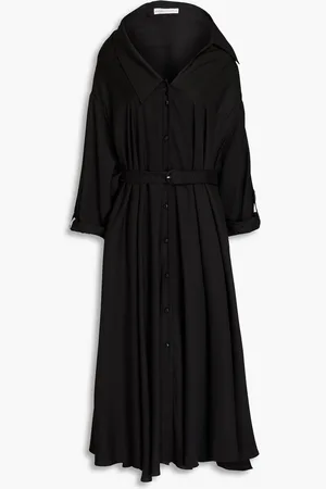 PALMER / HARDING Belted satin-twill midi shirt dress