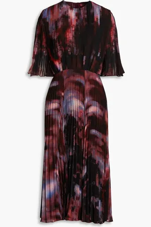 Altuzarra Pleated tie-dyed georgette midi dress - Burgundy