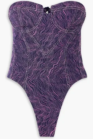 Tolu Coker Strapless denim-jacquard bodysuit