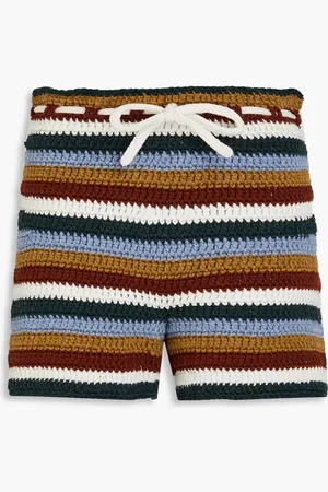 Khaite Luciano striped cashmere shorts