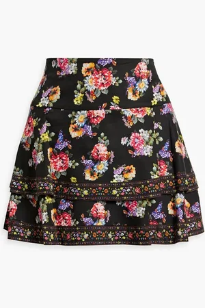 ALICE+OLIVIA Alice Olivia - Marvis tiered floral-print cotton-blend mini skirt