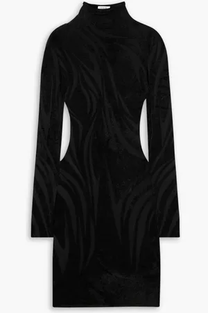 MUGLER Chenille turtleneck mini dress