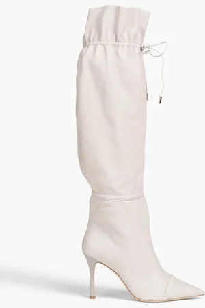 MALONE SOULIERS Flora gathered leather knee boots - Gray