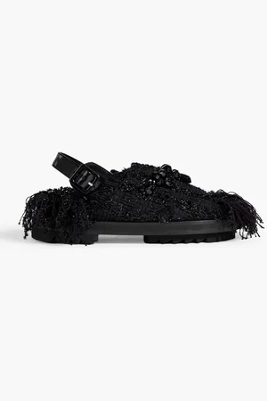 Simone Rocha Low Trek Heart embellished frayed tweed slingback sandals
