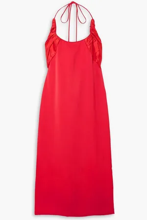 Renaissance Renaissance Flash crepe and ruched silk-satin halterneck midi dress