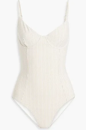 ONIA Chelsea striped seersucker swimsuit - Neutral