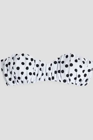 Caroline Constas Leila gathered polka-dot bandeau bikini top