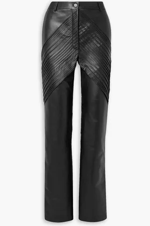 Peter Do Pintucked leather straight-leg pants