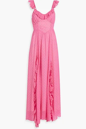 LOVESHACKFANCY Junia ruffled polka-dot chiffon maxi dress