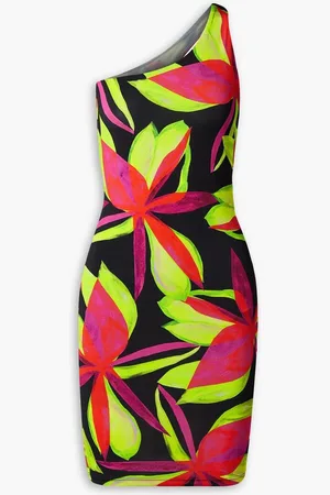 Louisa Ballou One-shoulder floral-print stretch-jersey mini dress - Green
