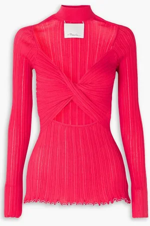 3.1 Phillip Lim Cutout twist-front ribbed cotton-blend top - Pink
