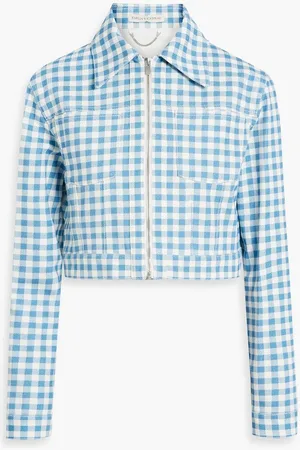 EMILIA WICKSTEAD Ignis cropped gingham cotton-twill jacket - Blue