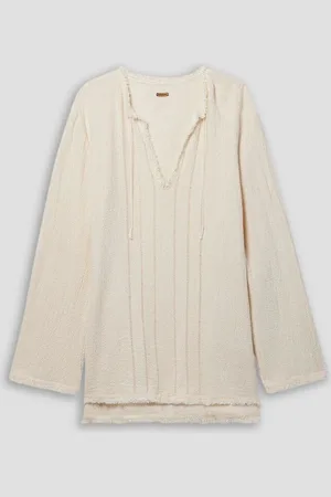 Caravana Hubiku frayed cotton-gauze tunic - White