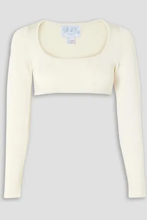 Calle Del Mar Cropped stretch-knit top - White