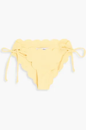 Marysia Mott scalloped seersucker bikini briefs - Yellow
