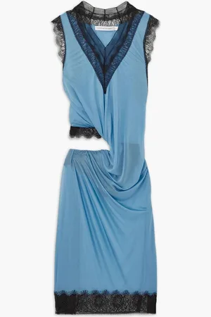 CHRISTOPHER ESBER Cutout draped lace-trimmed chiffon dress - Blue
