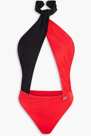 Dolce & Gabbana Cutout two-tone halterneck swimsuit