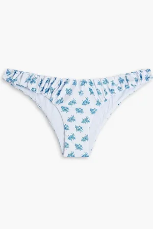 Caroline Constas Dorit gathered floral-print low-rise bikini briefs