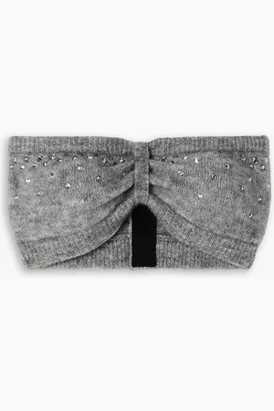 Alessandra Rich Cropped crystal-embellished knitted top