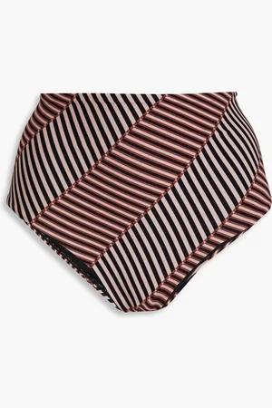 JETS Raya striped high-rise bikini briefs