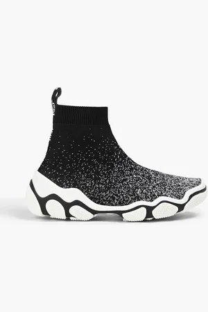RED(V) Metallic stretch-knit high-top sneakers