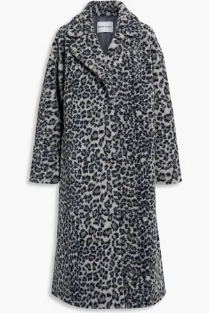 Stand Studio Leopard-print faux shearling coat - Blue
