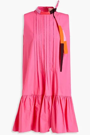 Roksanda Pintucked cotton-poplin mini dress
