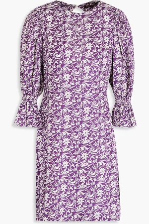 Maje Cutout floral-print linen-blend mini dress