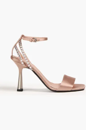Alberta Ferretti Crystal-embellished satin sandals - Pink