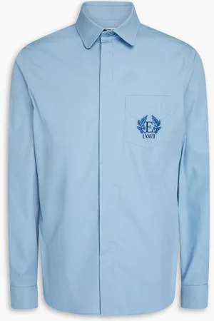 Erdem Luke embroidered cotton-poplin shirt - Blue