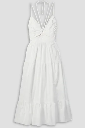 ULLA JOHNSON Phoebe tiered cutout cotton-poplin midi dress