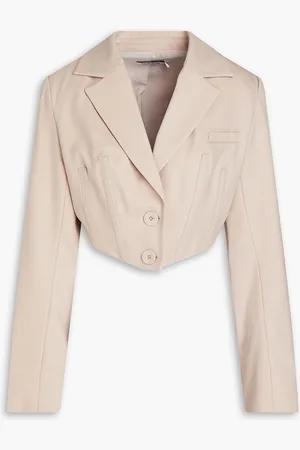 Anna Quan Cropped wool-blend twill blazer - Neutral