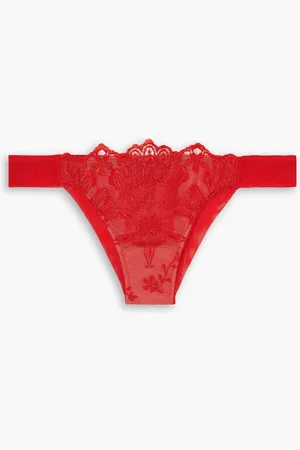 I.D. Sarrieri Crossette embroidered tulle thong