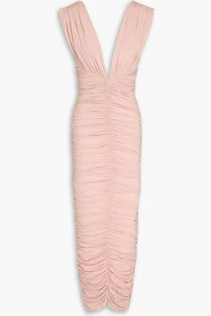 ALEX PERRY Ruched stretch-jesey midi dress - Pink