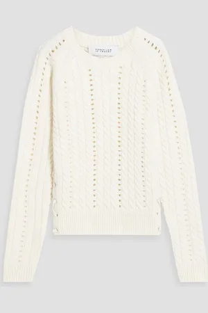 Derek Lam Aitana lace-up cable-knit wool sweater - White