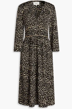 Bash Esmee printed hammered-satin midi dress