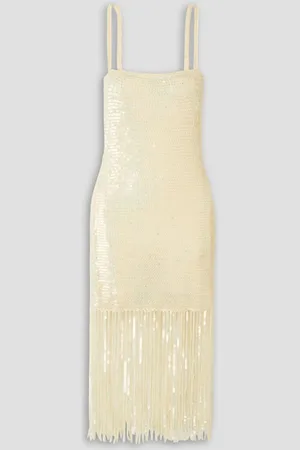 Retrofete Nalu fringed sequined knitted mini dress - White