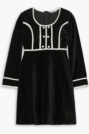 BATSHEVA Mason satin-trimmed velvet mini dress