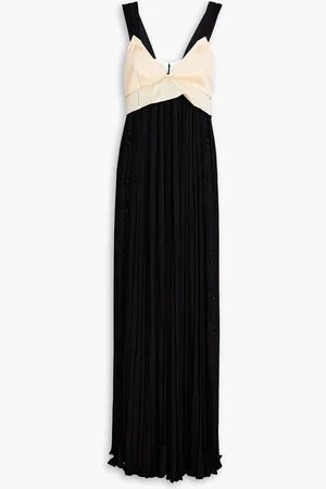 Chloé Crepe-satin paneled silk-crepon maxi dress
