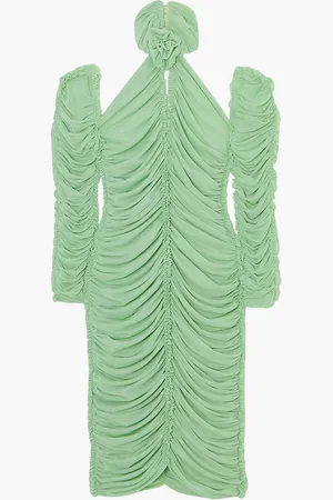 AZ FACTORY Ester Manas open-back ruched stretch-mesh midi dress - Green