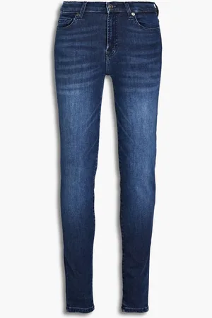 7 for all Mankind Faded mid-rise skinny jeans - Blue